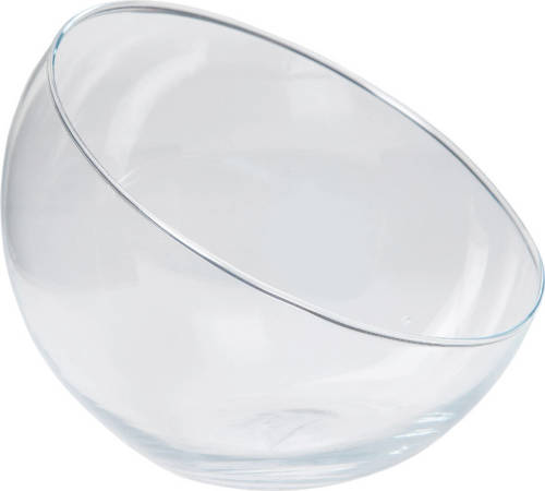 Bela Arte Bolvaas schuine/halve schaal - transparant gerecycled glas - D16 x H13 - Vazen