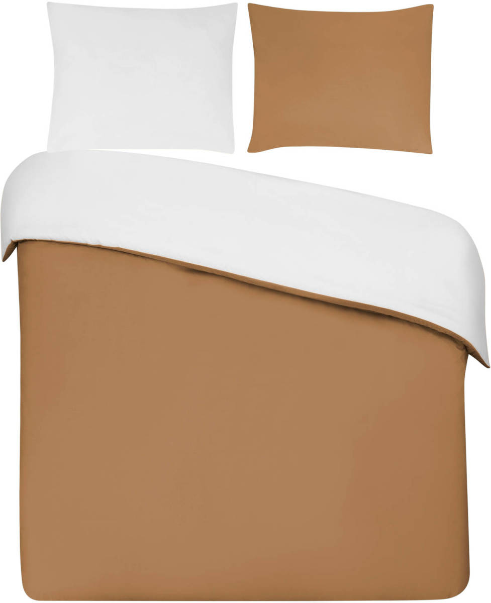 Seashell Dekbedovertrek My Luxe. - 100% percal katoen - 140x200/220 - double face camel wit