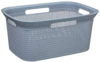 5five Wasmand van rotan gevlochten - blauwgrijs - kunststof - 45 liter - 59 x 41 x 27 cm - Wasmanden