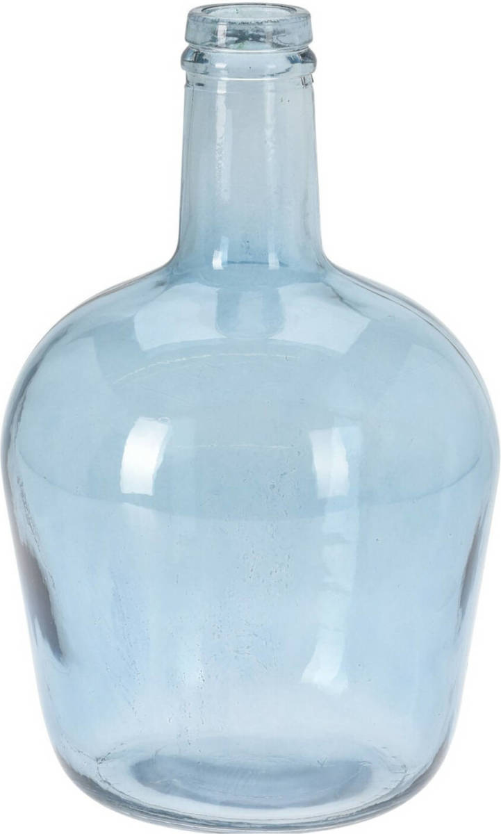 H&S Collection Bloemenvaas San Remo - Gerecycled glas - blauw transparant - D19 x H30 cm - Vazen