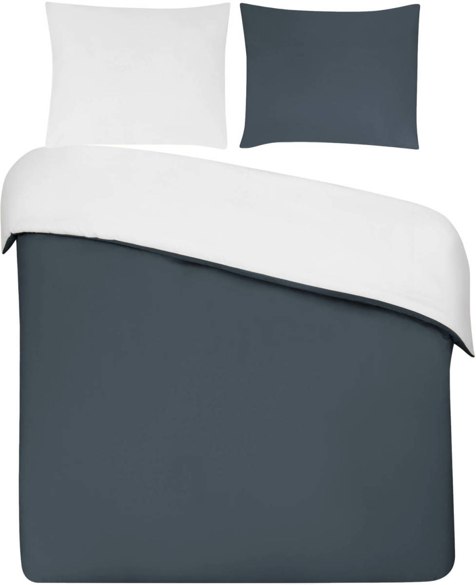 Seashell Dekbedovertrek My Luxe. - 100% percal katoen - 140x200/220 - double face jeansblauw wit