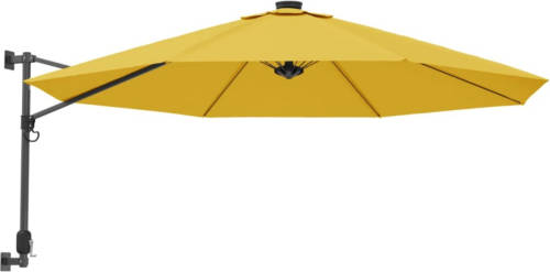 VidaXL Wandparasol met LEDs 290 cm geel