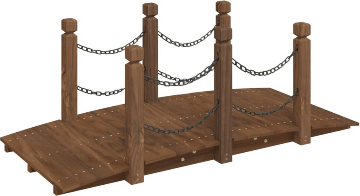 VidaXL Tuinbrug met kettingrails 150x67x56 cm massief vurenhout