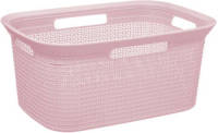 5five Wasmand van rotan gevlochten - lichtroze - kunststof - 45 liter - 59 x 41 x 27 cm - Wasmanden