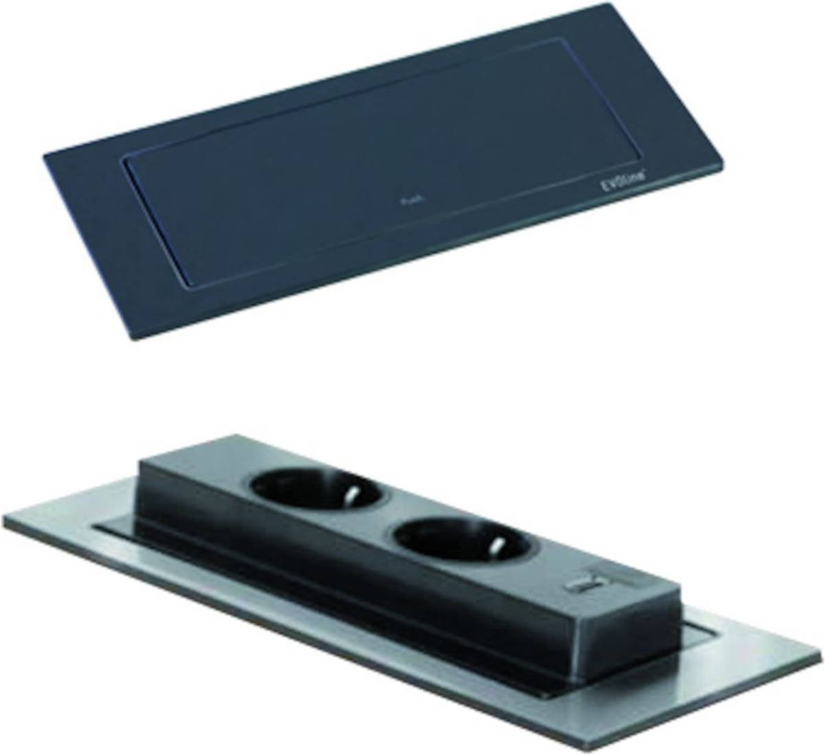 Doeco Evoline BackFlip 2ST/USB mat zwart - Contactdozen