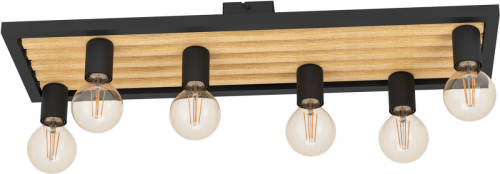 Eglo Consett Plafondlamp - E27 - 78 cm - Zwart/Bruin - Staal