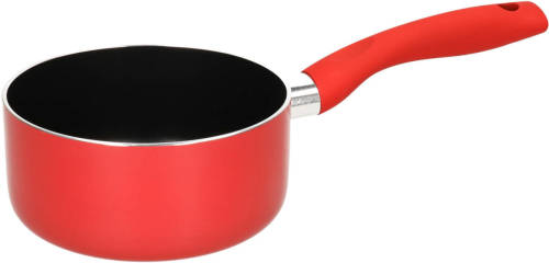 5five Steelpan/sauspan - Inductie - aluminium - rood/zwart - dia 16 cm - Steelpannen