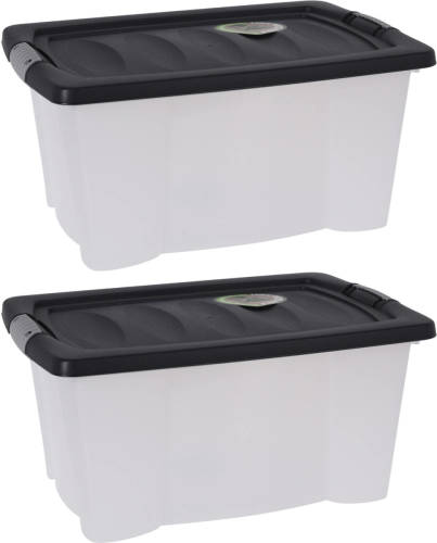 Bathroom Solutions 2x Stuks Opbergdozen/organizers met deksel - kunststof - 13 Liter - Opbergbox
