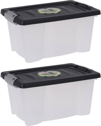 Bathroom Solutions 2x Stuks Opbergdozen/organizers met deksel - kunststof - 9 Liter - Opbergbox