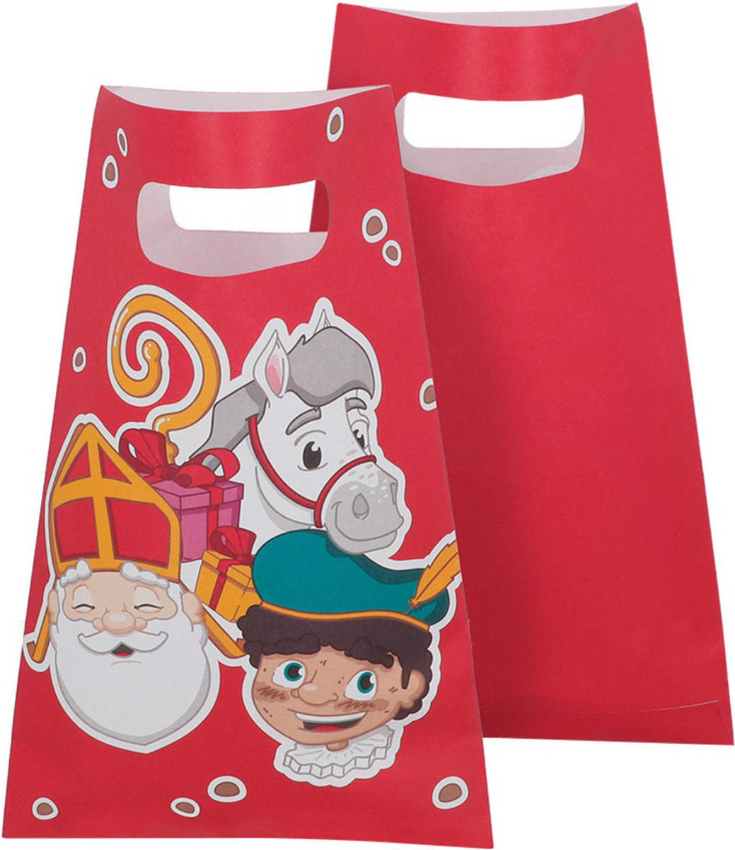 Boland Sinterklaas papieren uitdeelzakjes 10x stuks 23 x 15 cm - Uitdeelzakjes