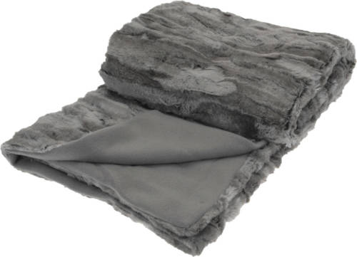 H&S Collection Polyester fleece deken/dekentje/plaid 130 x 150 cm titanium grijs - Plaids