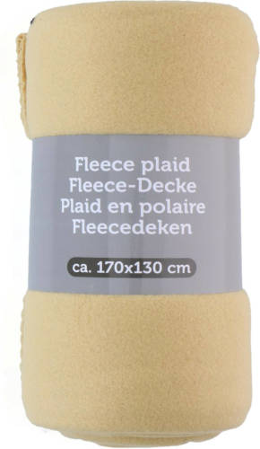 Excellent Houseware Polyester fleece deken/dekentje/plaid 170 x 130 cm licht geel - Plaids