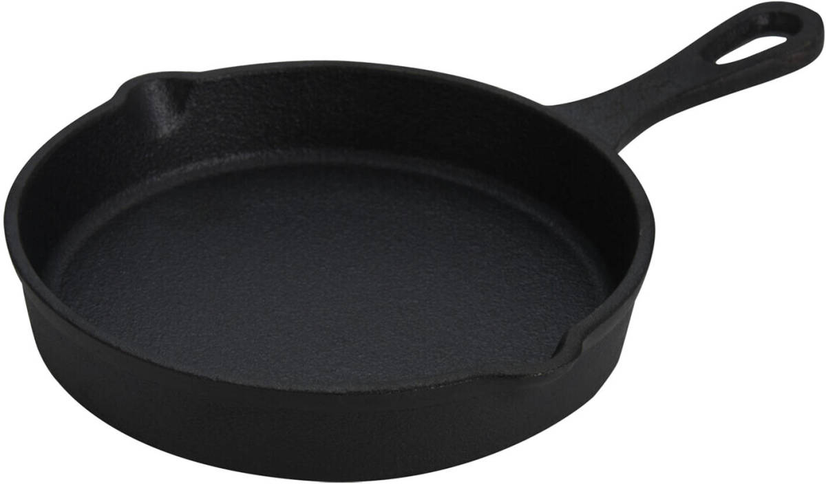 Excellent Houseware Gietijzeren serveerpannetje met steel - rond- D14 cm - Braadpannen