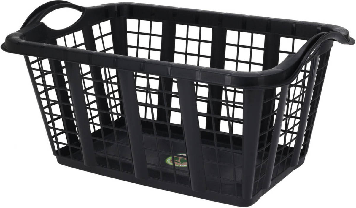 Bathroom Solutions Storage Solutions wasmand met handvatten - zwart - 37 liter - 60 x 40 x 30 cm - Wasmanden