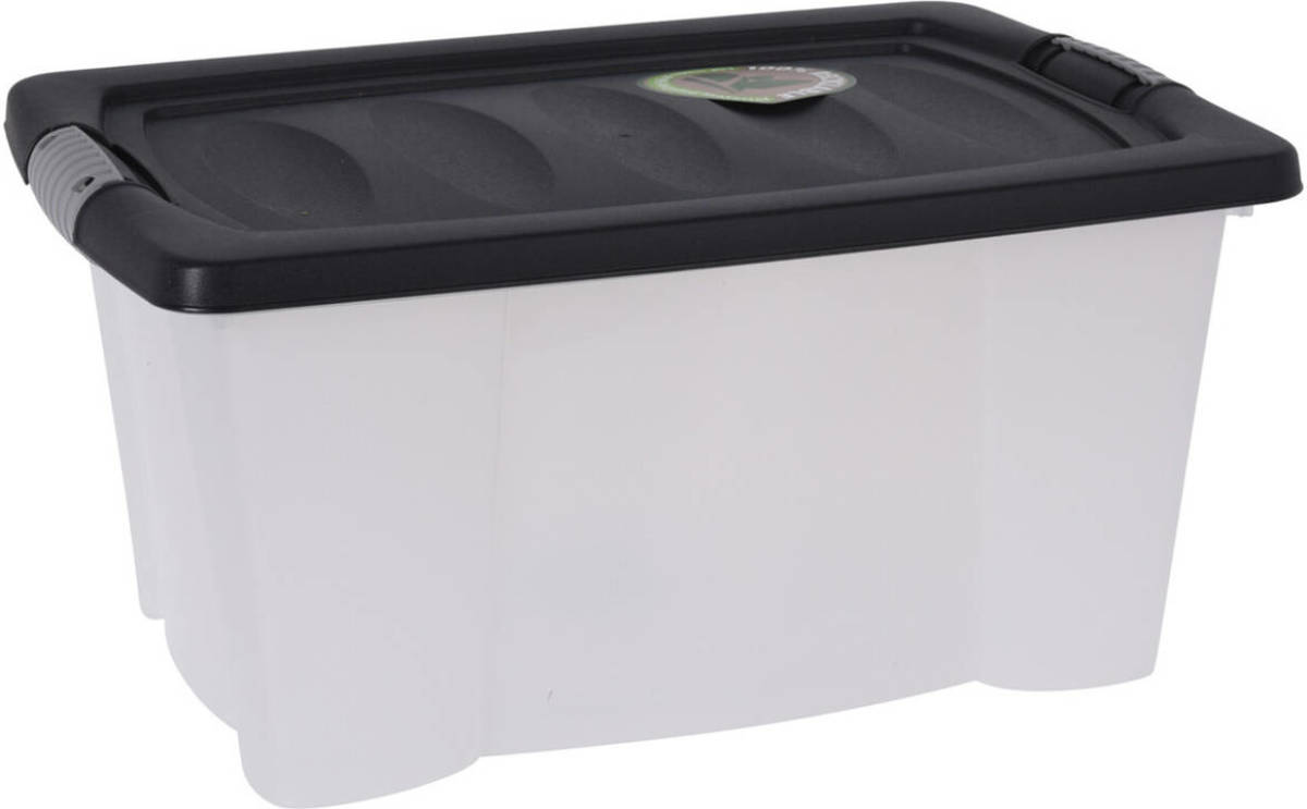 Bathroom Solutions Opslagbak/opbergdoos/organizer - met deksel - kunststof - 13 Liter - Opbergbox
