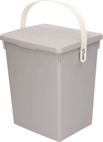 Excellent Houseware Grijze afsluitbare vuilnisbak/afvalbak voor gft/organisch afval 5,5 liter - Prullenbakken
