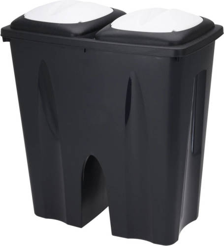 Bathroom Solutions Afvalscheiding prullenbak - 50L - gerecycled kunststof - zwart - Prullenbakken