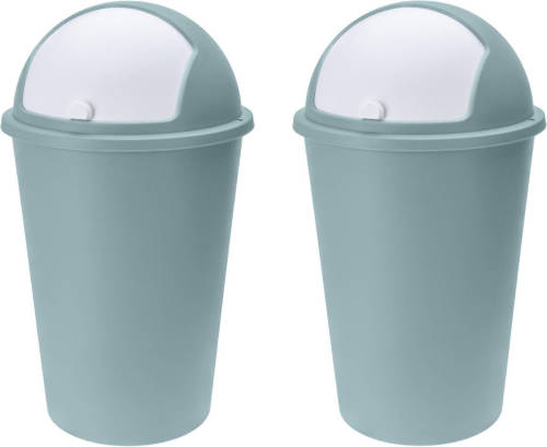 Bell 2x stuks vuilnisbak/afvalbak/prullenbak groen met deksel 50 liter - Prullenbakken