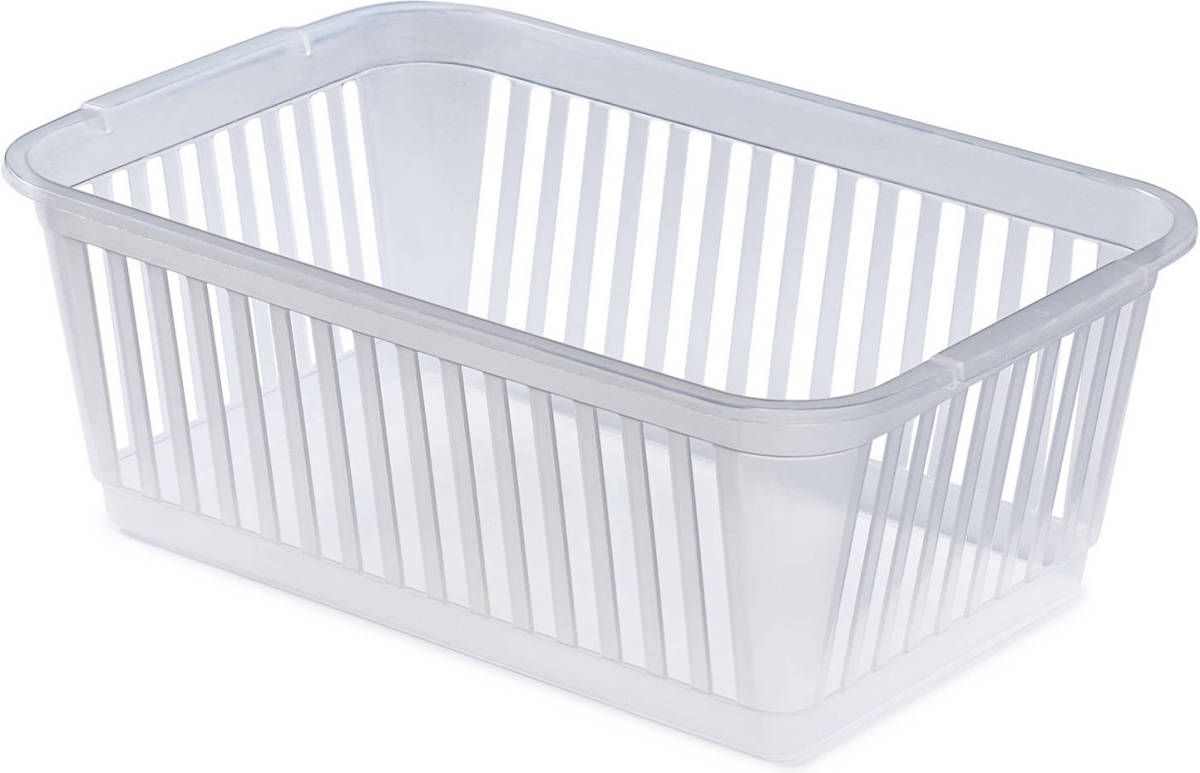 Whitefurze Opbergmand/kastmandje - Kunststof - Transparant - 30 x 19 x 11 cm - Opbergbox