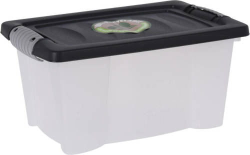 Bathroom Solutions Opslagbak/opbergdoos/organizer - met deksel - kunststof - 9 Liter - Opbergbox