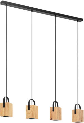 Eglo Ayles Hanglamp - GU10 - 93 cm - Zwart/Bruin - Hout