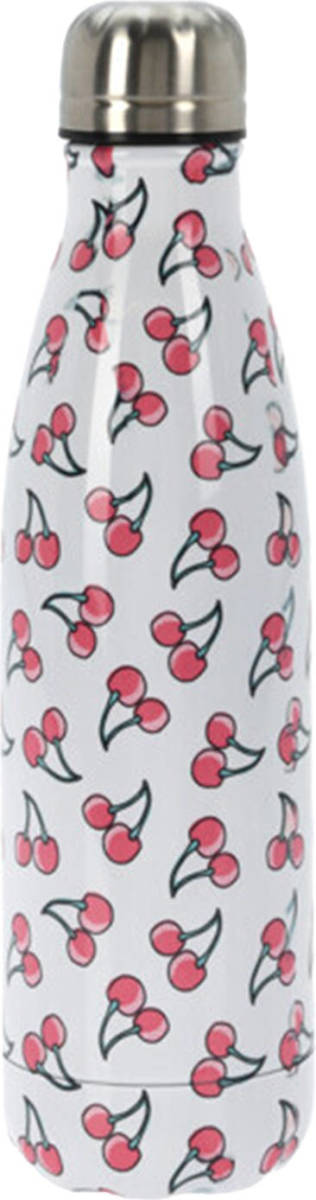Excellent Houseware Isoleerkan/isolatiekan - RVS - 500 ml - kersen print - Thermosflessen