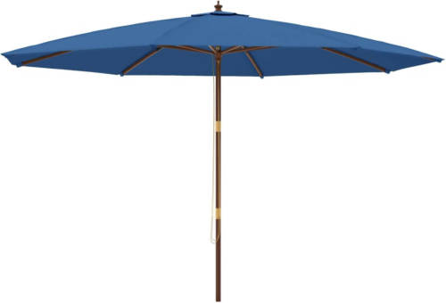 VidaXL Parasol met houten paal 400x273 cm azuurblauw