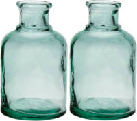 Bellatio Design Bloemenvaas - 2x - helder - transparant gerecycled glas - D12 x H20 cm - Vazen