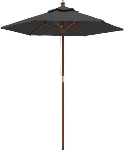 VidaXL Parasol met houten paal 196x231 cm antracietkleurig