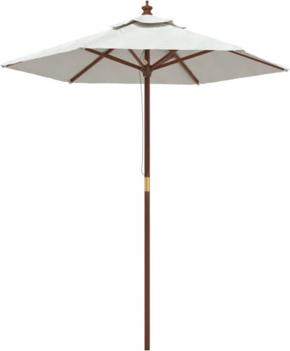 VidaXL Parasol met houten paal 196x231 cm zandkleurig