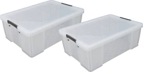 Whitefurze 2x stuks Allstore opbergboxen - 51 liter - Transparant - 66 x 44 x 23 cm - Opbergbox