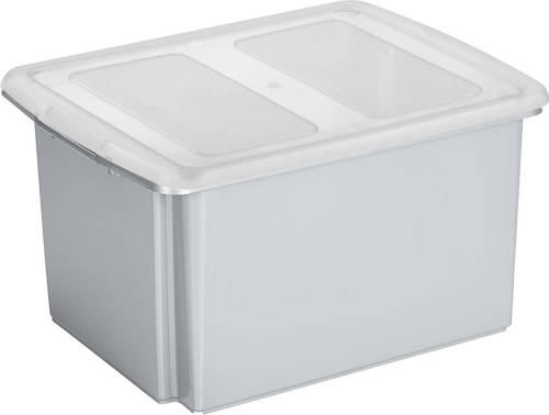 Sunware opslagbox kunststof 32 liter lichtgrijs 45 x 36 x 24 cm met deksel - Opbergbox
