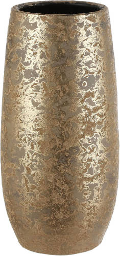 Deco by Boltze Luxe bloemenvaas goud motief 35 x 17.5 cm van keramiek - Vazen