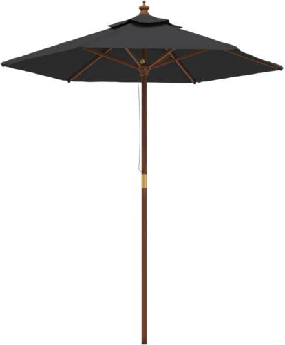 VidaXL Parasol met houten paal 196x231 cm zwart