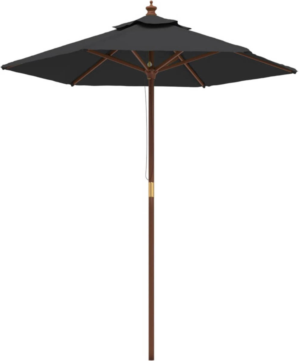 VidaXL Parasol met houten paal 196x231 cm zwart