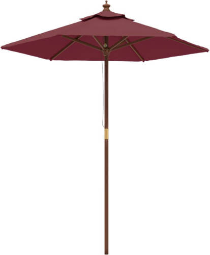 VidaXL Parasol met houten paal 196x231 cm bordeauxrood