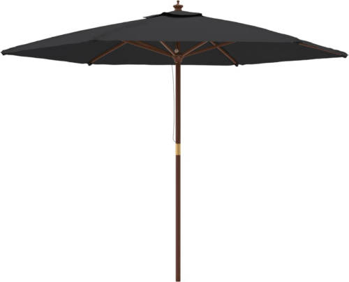 VidaXL Parasol met houten paal 299x240 cm zwart