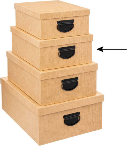 5five Opbergdoos/box - 2x - goudgeel - L30 x B24 x H12 cm - Stevig karton - Industrialbox - Opbergbox