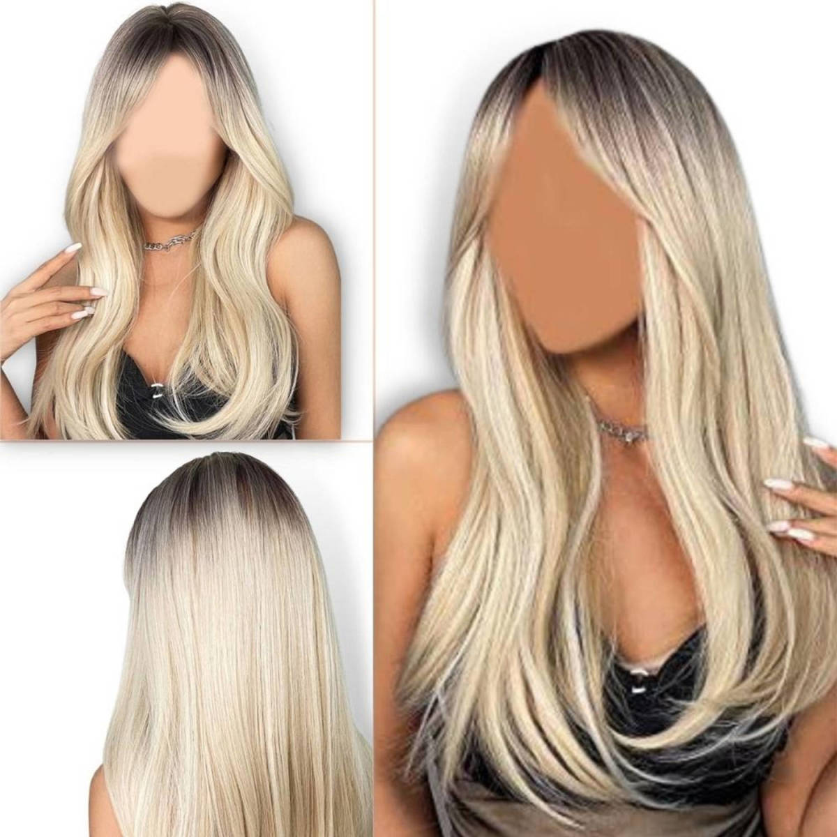 Homezie Pruik - Blond - Lang golvend haar - Balayage - Pruiken dames - Pruiken - Wasbaar - Kambaar - Hoge kwaliteit