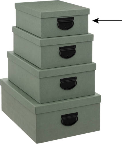 5five Opbergdoos/box - 2x - groen - L28 x B22 x H11 cm - Stevig karton - Industrialbox - Opbergbox