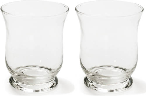 Bellatio Decorations Set van 2x stuks transparante windlicht vaas/vazen van glas 9 x 11 cm - Vazen