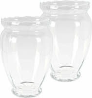 H&S Collection Bloemen vaas - 2x stuks - transparant - glas - H35 cm - Vazen