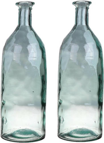 Bellatio Design Bloemenvaas - 2x - helder - transparant gerecycled glas - D12 x H35 cm - Vazen