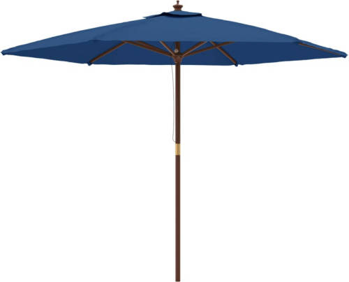 VidaXL Parasol met houten paal 299x240 cm azuurblauw