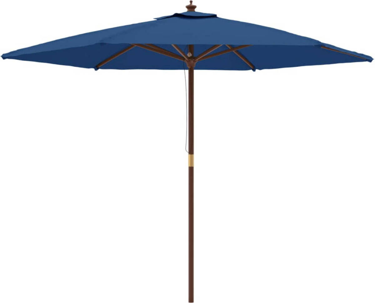 VidaXL Parasol met houten paal 299x240 cm azuurblauw