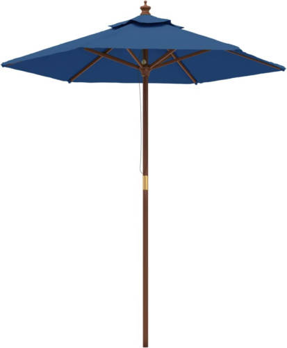 VidaXL Parasol met houten paal 196x231 cm azuurblauw