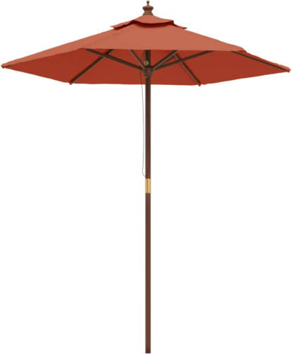 VidaXL Parasol met houten paal 196x231 cm terracottakleurig