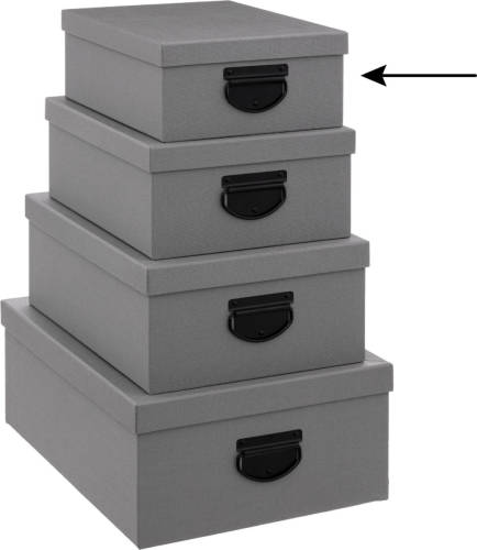 5five Opbergdoos/box - 2x - donkergrijs - L28 x B22 x H11 cm - Stevig karton - Industrialbox - Opbergbox