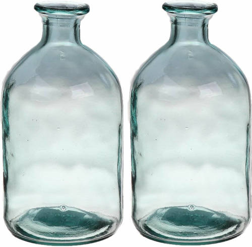 Bellatio Design Bloemenvaas - 2x - helder - transparant gerecycled glas - D11 x H21 cm - Vazen