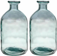 Bellatio Design Bloemenvaas - 2x - helder - transparant gerecycled glas - D11 x H21 cm - Vazen